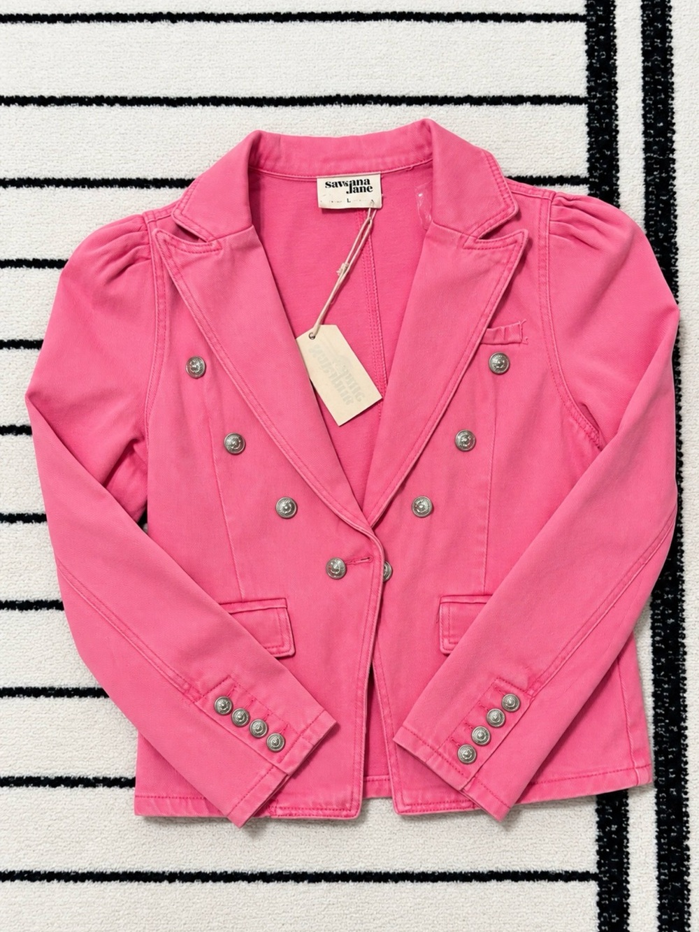 Savannah Jane Women’s Pink Double-Breasted Blazer Jacket - L - Picture 2 of 2